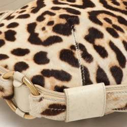 Yves Saint Laurent Brown/Beige Leopard Print Calf Hair and Leather Muse Hobo