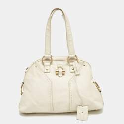 Yves Saint Laurent Off White Leather Muse Satchel