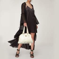 Yves Saint Laurent Off White Leather Muse Satchel