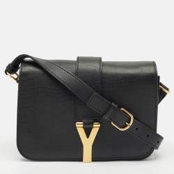 Yves Saint Laurent Black Leather Medium Chyc Flap Bag
