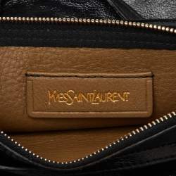 Yves Saint Laurent Black Patent Leather Whipstitch Shopper Tote