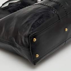 Yves Saint Laurent Black Patent Leather Whipstitch Shopper Tote
