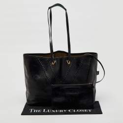 Yves Saint Laurent Black Patent Leather Whipstitch Shopper Tote
