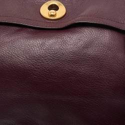 Yves Saint Laurent Burgundy/Blue Leather and Fabric Large Muse Two Top Handle Bag