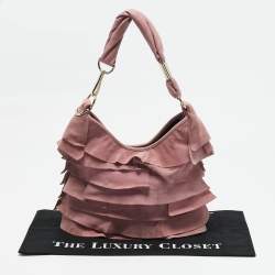 Yves Saint Laurent Pink Suede Small St. Tropez Hobo