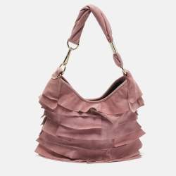 Yves Saint Laurent Pink Suede Small St. Tropez Hobo