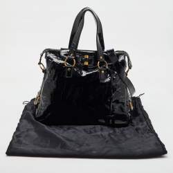 Yves Saint Laurent Black Croc Embossed Patent Leather Muse Messenger Bag