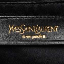 Yves Saint Laurent Black Croc Embossed Patent Leather Muse Messenger Bag