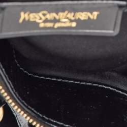 Yves Saint Laurent Black Croc Embossed Patent Leather Muse Messenger Bag