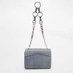 Yves Saint Laurent Blue Lizard Embossed Leather Le Sixieme Shoulder Bag
