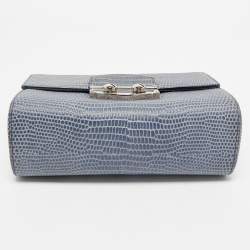 Yves Saint Laurent Blue Lizard Embossed Leather Le Sixieme Shoulder Bag