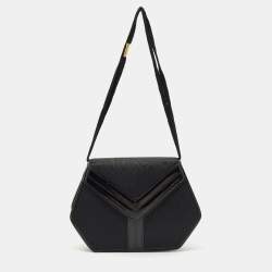 Yves Saint Laurent Black Nylon and Patent Leather Vintage Shoulder Bag