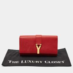 Yves Saint Laurent Red Leather Ligne Y Clutch