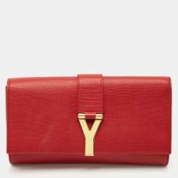 Yves Saint Laurent Red Leather Ligne Y Clutch