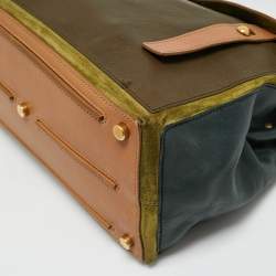 Yves Saint Laurent Tricolor Leather and Suede Medium Muse Two Top Handle Bag