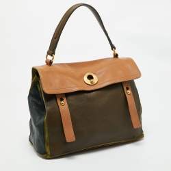 Yves Saint Laurent Tricolor Leather and Suede Medium Muse Two Top Handle Bag