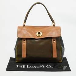 Yves Saint Laurent Tricolor Leather and Suede Medium Muse Two Top Handle Bag