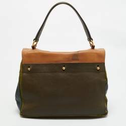 Yves Saint Laurent Tricolor Leather and Suede Medium Muse Two Top Handle Bag