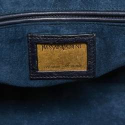 Yves Saint Laurent Navy Blue Ostrich Medium Cabas Chyc Tote