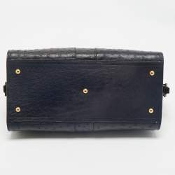 Yves Saint Laurent Navy Blue Ostrich Medium Cabas Chyc Tote