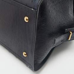 Yves Saint Laurent Navy Blue Ostrich Medium Cabas Chyc Tote