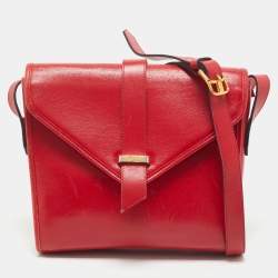 Yves Saint Laurent Red Leather Vintage Flap Crossbody Bag