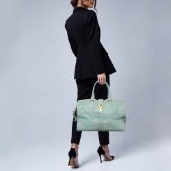 Yves Saint Laurent Light Blue Leather Medium Cabas Chyc Tote