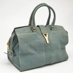 Yves Saint Laurent Light Blue Leather Medium Cabas Chyc Tote