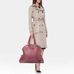 Pre Owned Yves Saint Laurent Mauve Leather Oversized Muse Bag