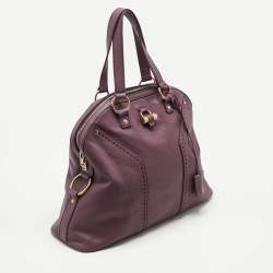 Pre Owned Yves Saint Laurent Mauve Leather Oversized Muse Bag