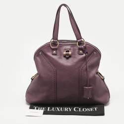 Pre Owned Yves Saint Laurent Mauve Leather Oversized Muse Bag