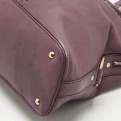 Pre Owned Yves Saint Laurent Mauve Leather Oversized Muse Bag