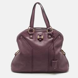 Pre Owned Yves Saint Laurent Mauve Leather Oversized Muse Bag
