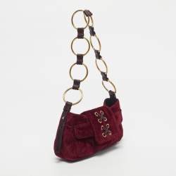 Pre Owned Yves Saint Laurent Velvet Small Parisienne Shoulder Bag