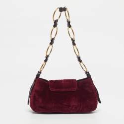 Pre Owned Yves Saint Laurent Velvet Small Parisienne Shoulder Bag
