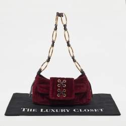 Pre Owned Yves Saint Laurent Velvet Small Parisienne Shoulder Bag