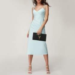 مملوكة مسبقًا Yves Saint Laurent Black Textured Coated Suede Y-Ligne Clutch