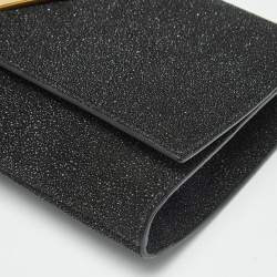 مملوكة مسبقًا Yves Saint Laurent Black Textured Coated Suede Y-Ligne Clutch