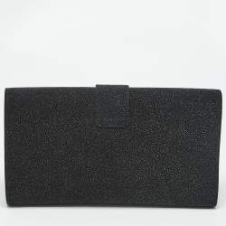 مملوكة مسبقًا Yves Saint Laurent Black Textured Coated Suede Y-Ligne Clutch
