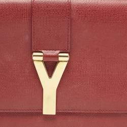 Pre Owned Yves Saint Laurent Red Leather Ligne Y Clutch