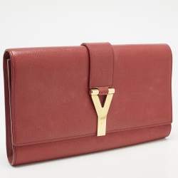 Pre Owned Yves Saint Laurent Red Leather Ligne Y Clutch