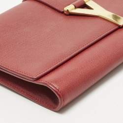 Pre Owned Yves Saint Laurent Red Leather Ligne Y Clutch