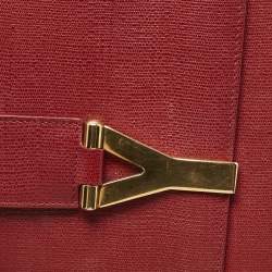 Pre Owned Yves Saint Laurent Red Leather Ligne Y Clutch