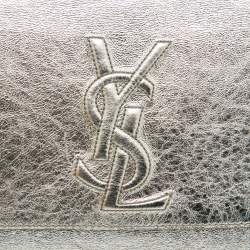 Pre Owned Yves Saint Laurent Silver Leather Belle De Jour Flap Clutch