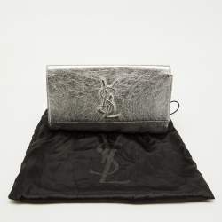 Pre Owned Yves Saint Laurent Silver Leather Belle De Jour Flap Clutch