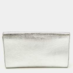 Pre Owned Yves Saint Laurent Silver Leather Belle De Jour Flap Clutch