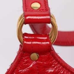 Pre Owned Yves Saint Laurent Red Croc Embossed Patent Leather Tribute Tote