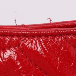 Pre Owned Yves Saint Laurent Red Croc Embossed Patent Leather Tribute Tote