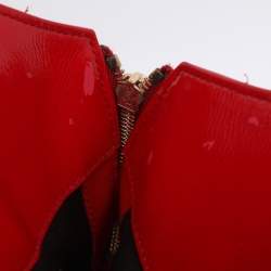 Pre Owned Yves Saint Laurent Red Croc Embossed Patent Leather Tribute Tote