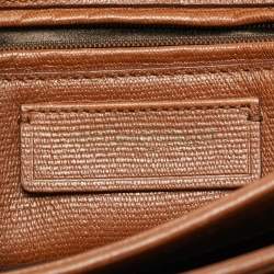 Pre Owned Yves Saint Laurent Brown Leather Large Chyc Flap Shoulder Bag